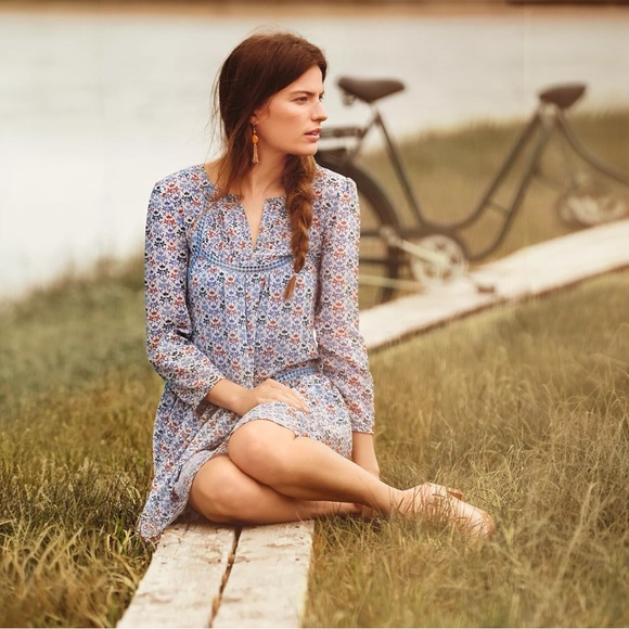 Anthropologie Holding Horses Betony Swing Dress in Blue Floral Sz 2 - Picture 1 of 14
